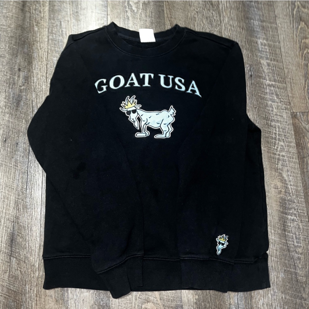 Mens Goat USA embroidered Sweatshirt Size Medium Black Crew Neck Streetwear